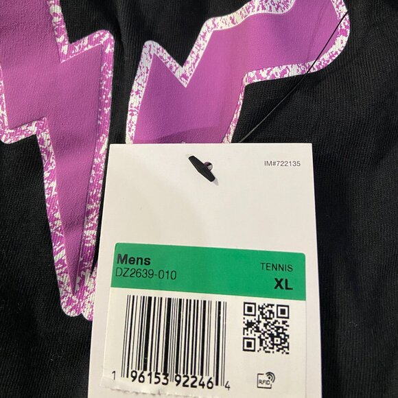 Nike Dri-FIT Rafa Nadal Tennis T-Shirt Black Purple Men’s DZ2639-010 NEW - Picture 8 of 8